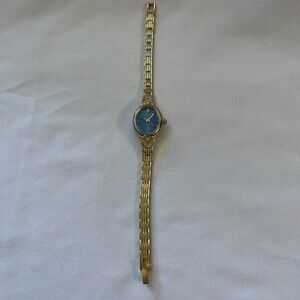 Givenchy Womens Vintage Bracelet Watch Gold Tone Blue Dial